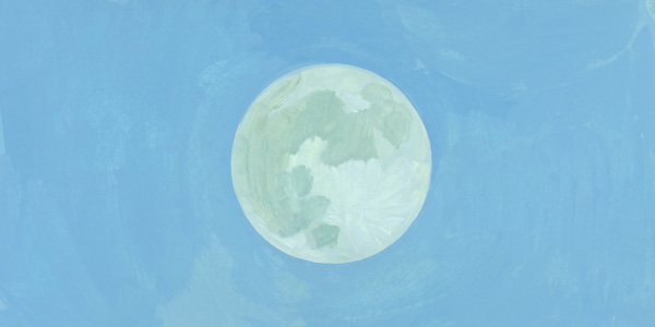 gouache painted moon by Muireann Mills