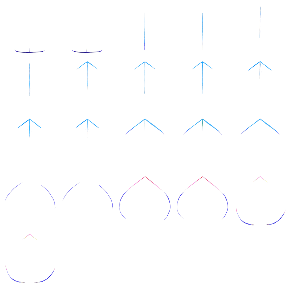 spritesheet of a line tracing a circle becoming a square